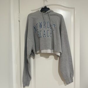 Cropped Grey Newport Beach Hoodie